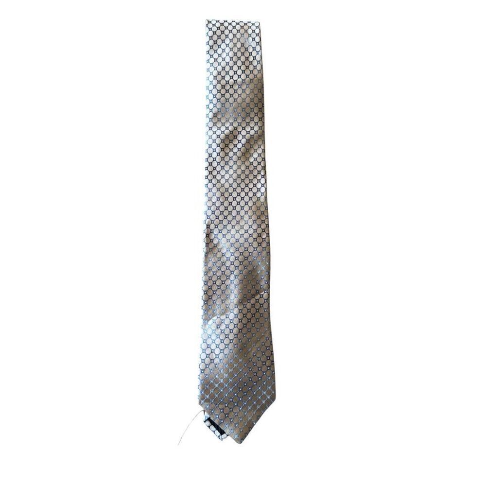 Geoffrey Beene tan and blue geometric tie new with tags